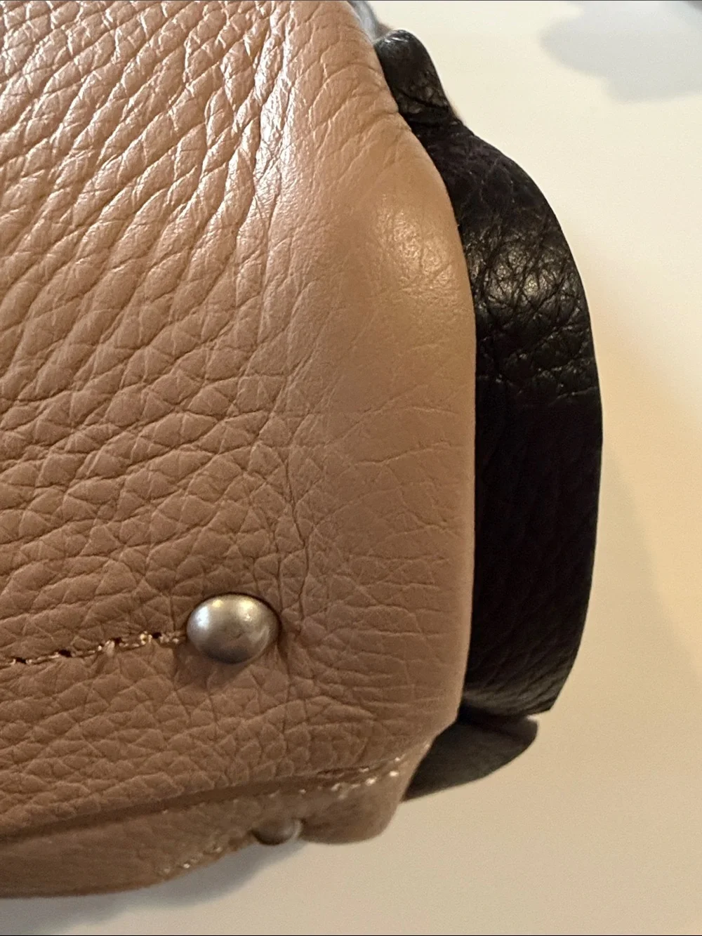 American Leather Co. Blush Pink Pebbled Crossbody with Black Strap